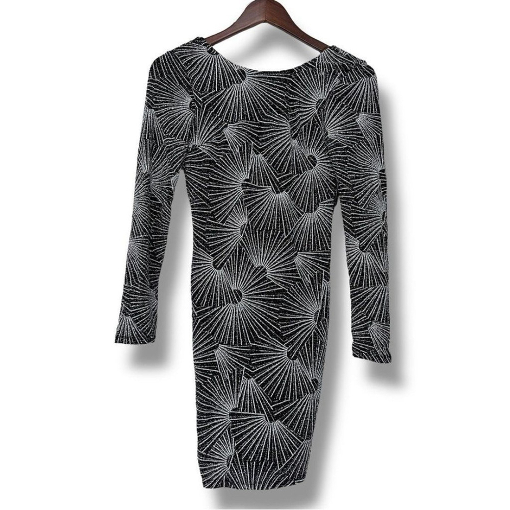 Charlotte Russe Dress Womens Size S Backless Black White Silver Patterned Mini